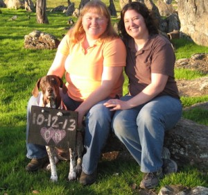 Catherine and Mac with their foster "fail" Coconut