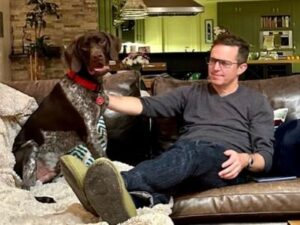 Hunter with his new dad.