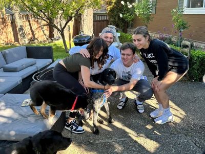 Dugan with his new forever family.