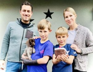 Genie with her new forever family.