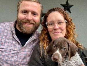 Gunther with his new forever Mom and Dad.