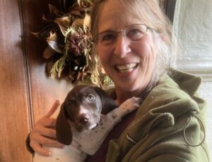 Lola with her new forever Mom.