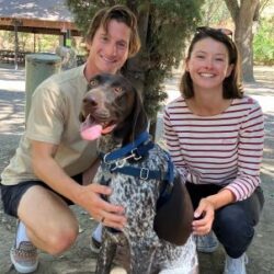 Bruce with his new forever Mom and Dad.