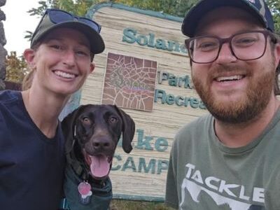 Knox with his new Mom and Dad.