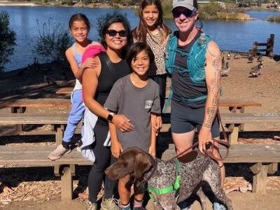 Viola with her new forever family.