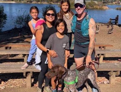 Viola with her new forever family.