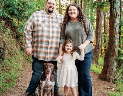 Gunner with his new family.